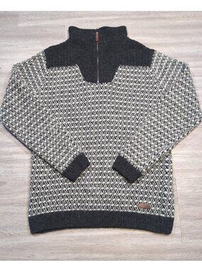 Men's Charcoal & Cream Zip-Neck Knit Sweater